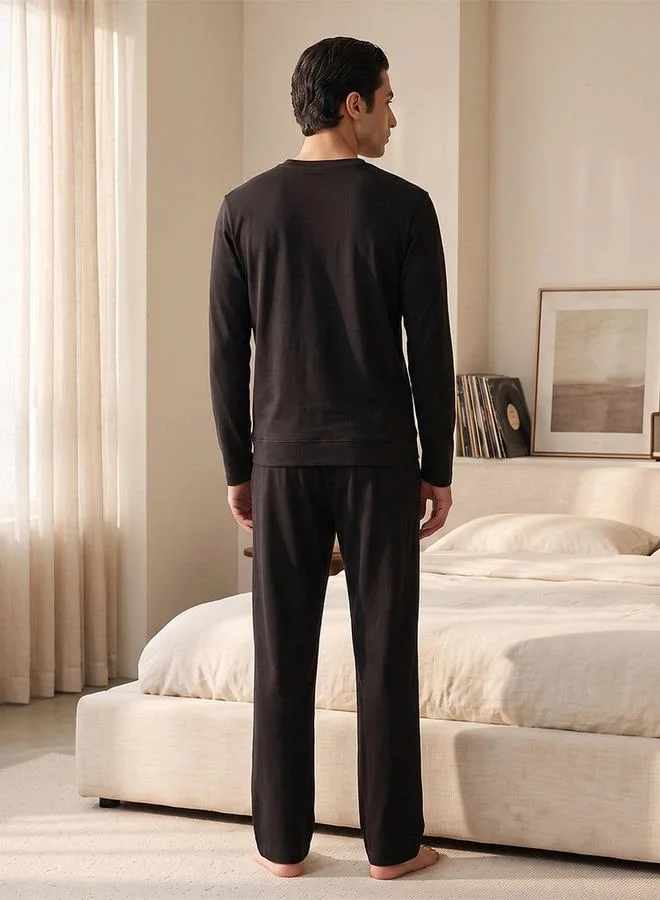 Splash FAV BLACK Textured Nightwear Set for Men | Best Price UAE