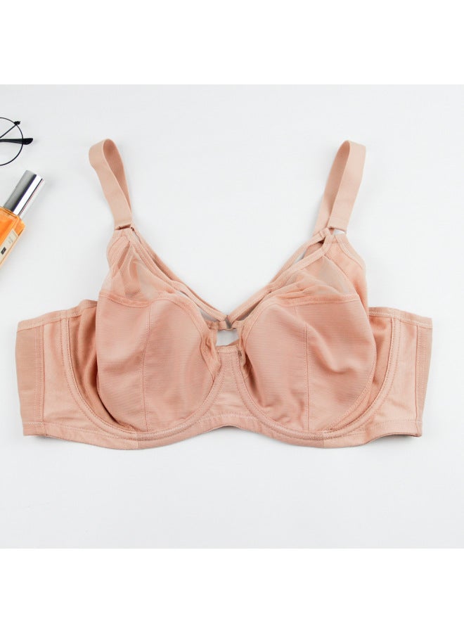 Plus Size Bra Thin Breathable Large Cup Non-sponge Underwear Women's Big Chest Small Breast Bra Underwear