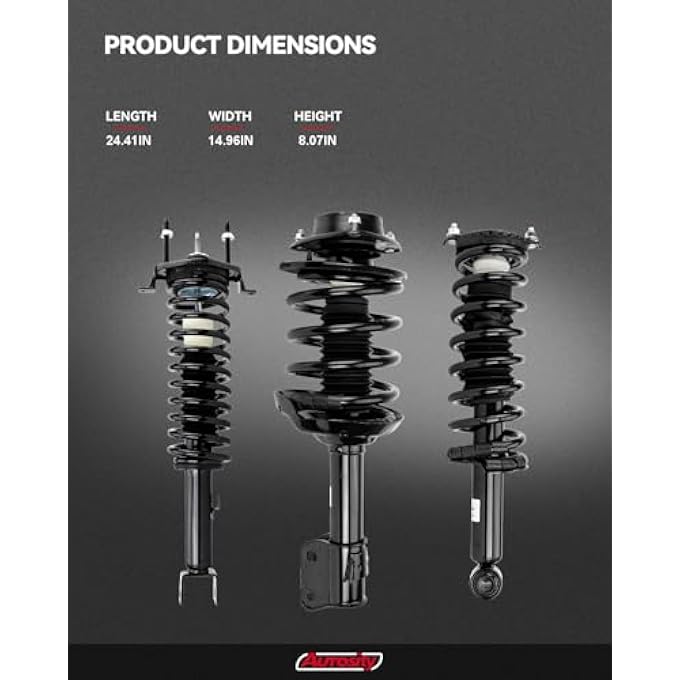 AUTOSITY مجموعة كاملة من الدعامات الخلفية وممتصات الصدمات البديلة لسيارة كورولا 2009-2013 مع ممتص صدمات زنبركي لولبي 172599L172599R قطعتين - Image 4