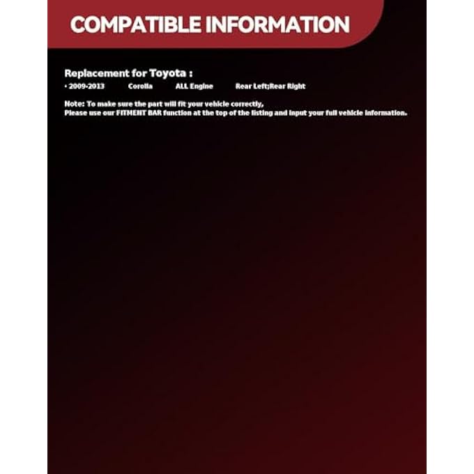 AUTOSITY مجموعة كاملة من الدعامات الخلفية وممتصات الصدمات البديلة لسيارة كورولا 2009-2013 مع ممتص صدمات زنبركي لولبي 172599L172599R قطعتين - Image 3