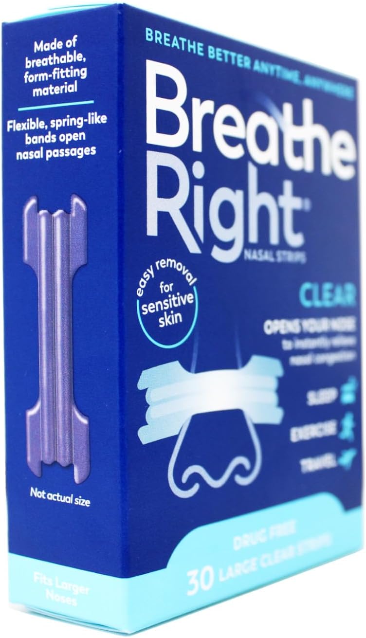 Breathe Right Nasal Strips, Large, Clear, 30-Count Boxes (Pack of 2) - Image 3