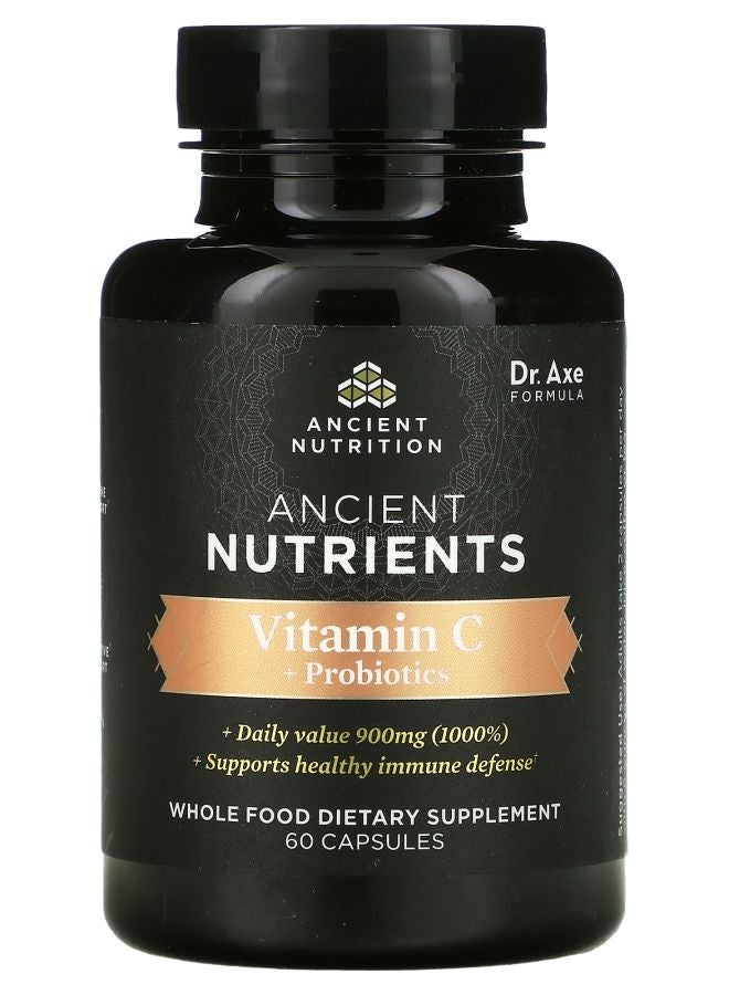 Ancient Nutrition Vitamin C + Probiotics 60 Capsules