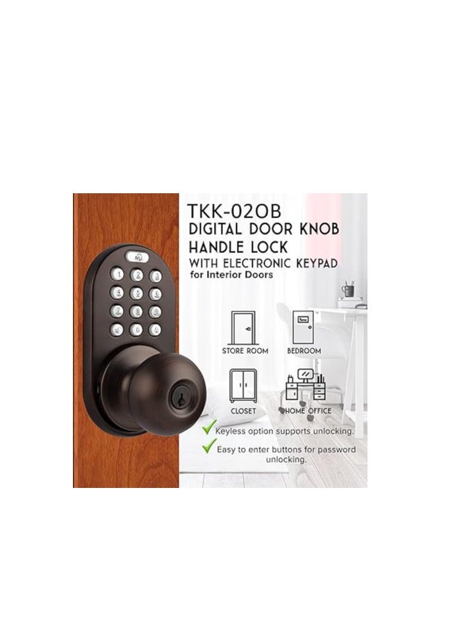 Mi Home MiLocks TKK-02OB Digital Door Knob Lock with Electronic Keypad for Interior Doors, Oil Rubbed Bronze  - Image 3