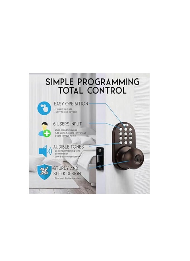 Mi Home MiLocks TKK-02OB Digital Door Knob Lock with Electronic Keypad for Interior Doors, Oil Rubbed Bronze  - Image 4