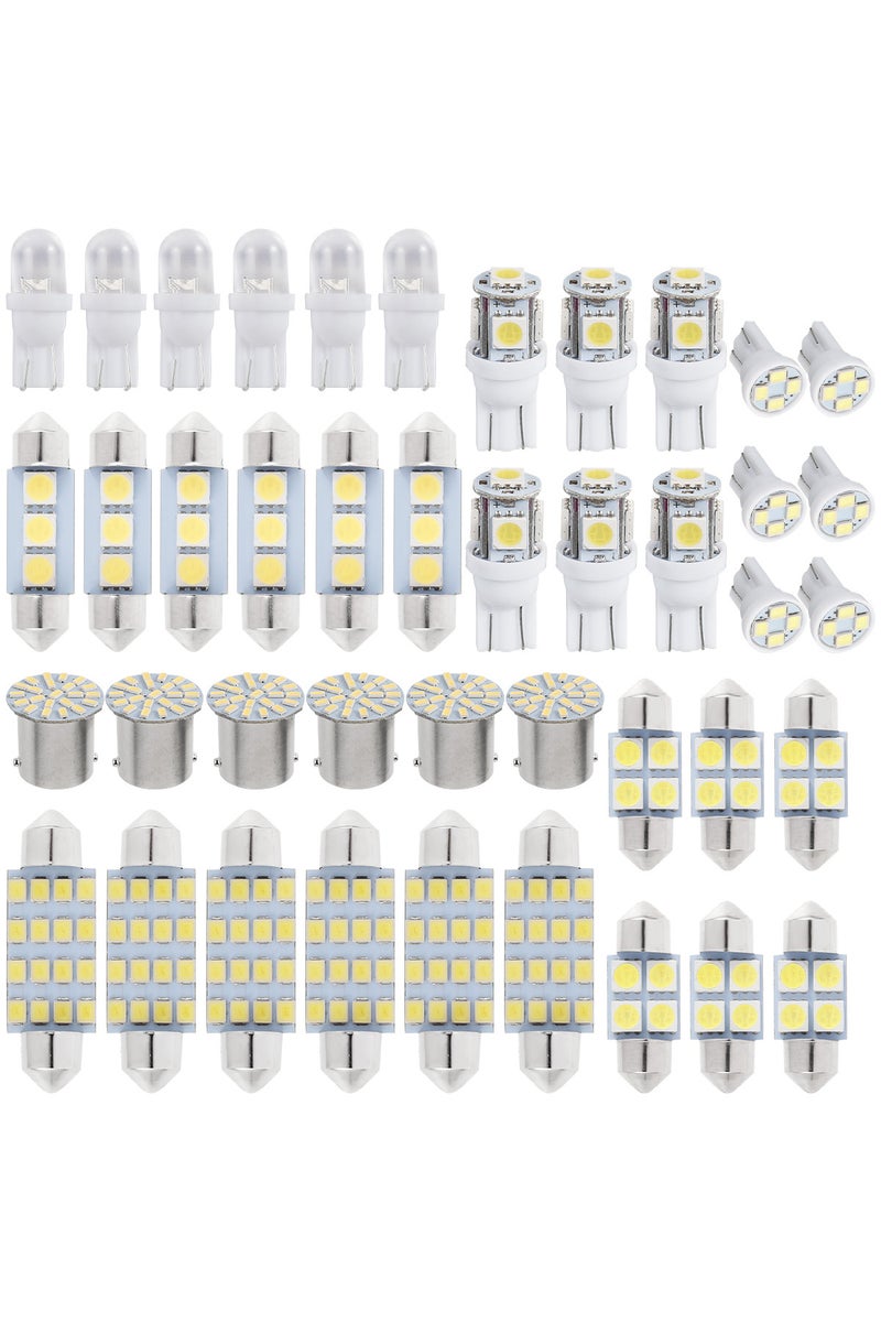 42 قطعة من مصابيح LED الداخلية للسيارة T10 6000K SMD LED زينون أبيض بديلة