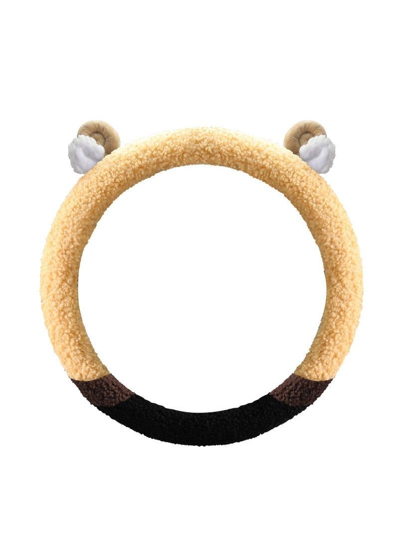 Plush car steering wheel handle cover with warm cartoon antler 38cm