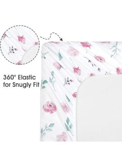 david's kids David's Kids 2 Pack 100% Cotton Mini Crib Sheets, Soft Breathable Comfortable Baby Sheet Set for Boys Girls Unisex, Universal Fit for Pack N Play, Playard and Mini Crib Mattresses, Floral Flowers  - Image 5