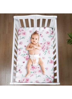 david's kids David's Kids 2 Pack 100% Cotton Mini Crib Sheets, Soft Breathable Comfortable Baby Sheet Set for Boys Girls Unisex, Universal Fit for Pack N Play, Playard and Mini Crib Mattresses, Floral Flowers  - Image 2