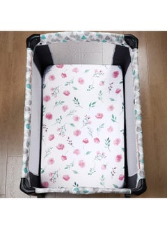 david's kids David's Kids 2 Pack 100% Cotton Mini Crib Sheets, Soft Breathable Comfortable Baby Sheet Set for Boys Girls Unisex, Universal Fit for Pack N Play, Playard and Mini Crib Mattresses, Floral Flowers  - Image 3