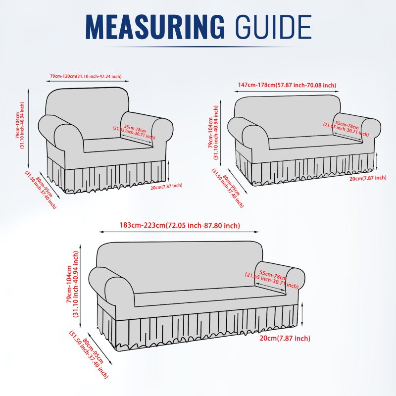 FUANGUI Armchair Slipcover Armchair Cover 1 Piece, Stretch Sofa Couch Cover with Skirt, Couch Slip Covers Pet Friendly, Washable Couch Covers for Sofa, Printed Furniture Protector (1-Seater, 31"-47") - Image 2