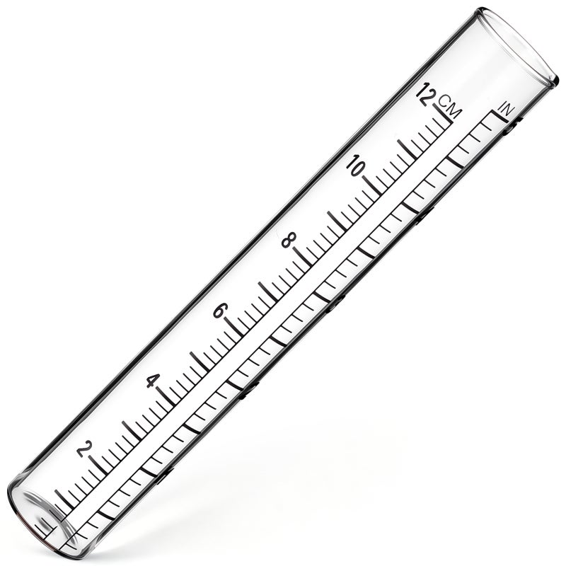 12cm Glass Flat-Bottomed Rain Gauge Meter Test Tube With Scale For Garden - Image 1