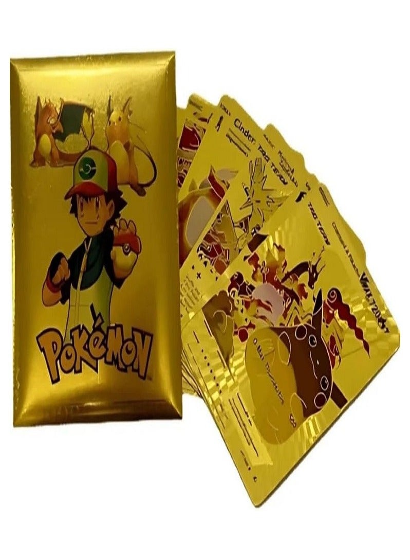 بوكيمون 10 بطاقات ذهبية متنوعة - في ظرف - سلسلة V Vmax GX بطاقات نادرة وشائعة (ذهبية)