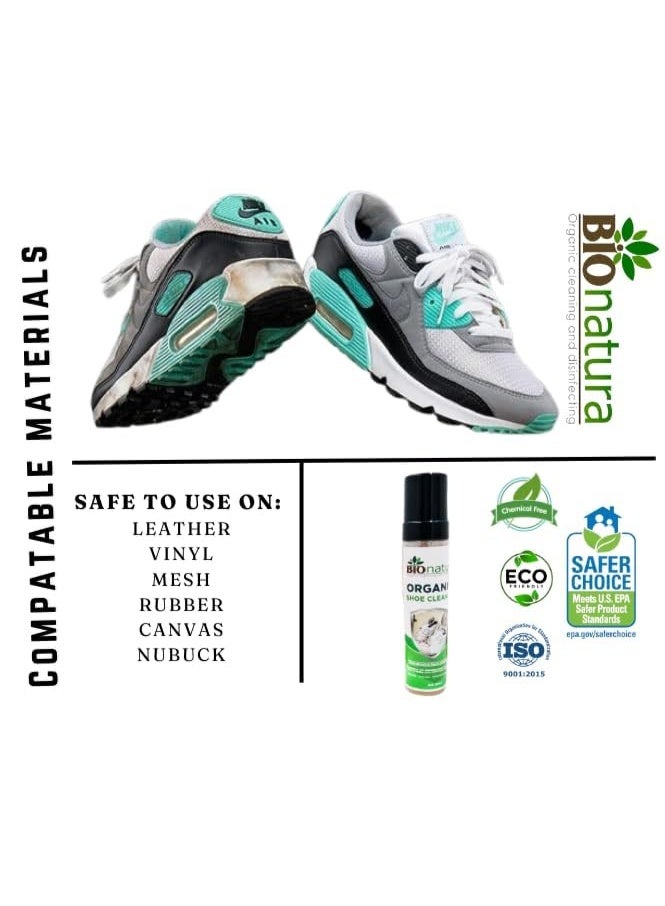 بيوناتورا رغوة تنظيف الأحذية العضوية من بيو ناتورا - منظف طبيعي غير سام للأحذية الرياضية والأحذية العادية، تركيبة صديقة للبيئة لإزالة الروائح الكريهة، تبييض وتفتيح جميع أنواع الأحذية - Image 2