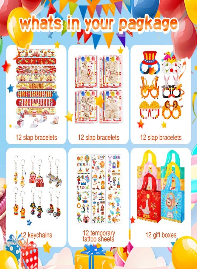 Vanblue 96Pcs Carnival Party Favors,Circus Animal Theme Party Birthday Decorations Supplies,Gift Bags Stuffers Piñata Fillers Temporary Tattoos Classroom Rewards,Trunk or Treat Decorations - Image 3