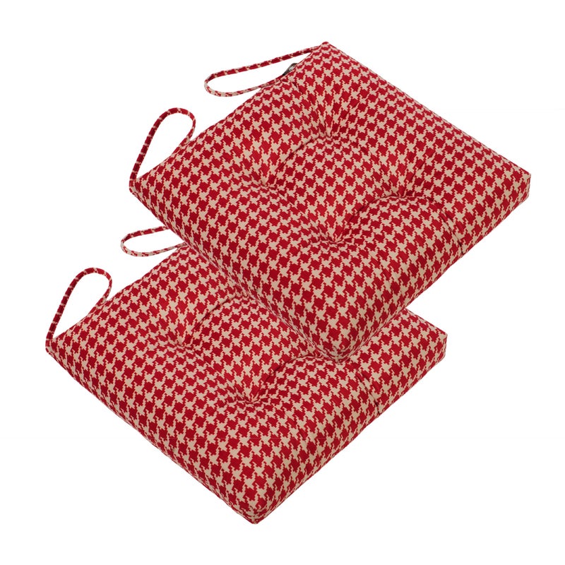 Makimoo 2-Pack Outdoor/Indoor Wicker Patio Seat Cushion Pad with Ties - Dining Chair Cushion, 17" x 17" (Red Houndstooth) - Image 1