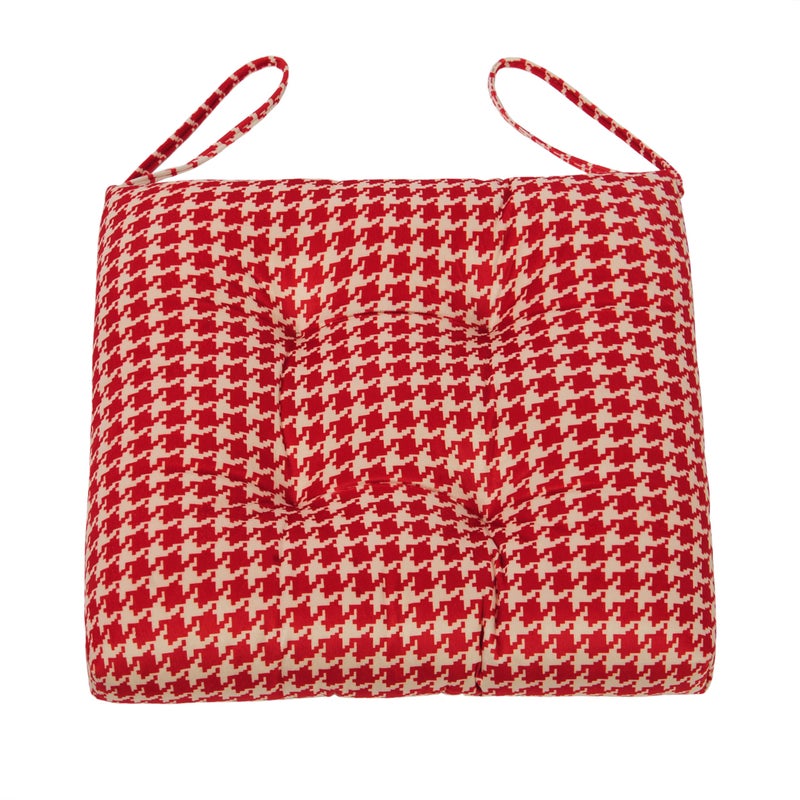 Makimoo 2-Pack Outdoor/Indoor Wicker Patio Seat Cushion Pad with Ties - Dining Chair Cushion, 17" x 17" (Red Houndstooth) - Image 2