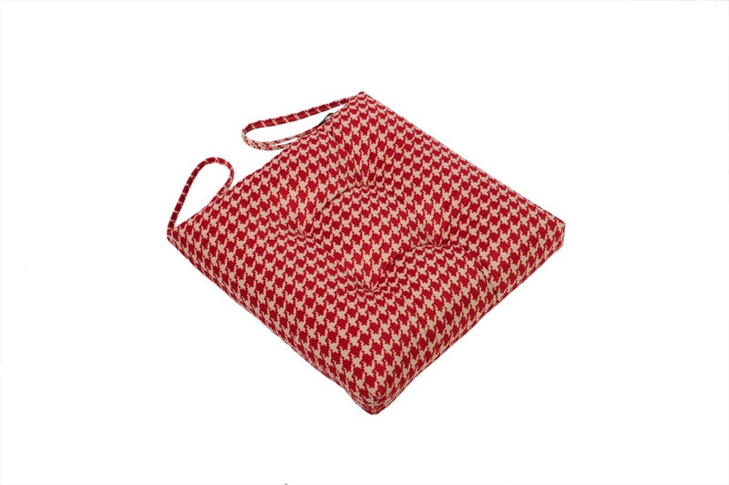 Makimoo 2-Pack Outdoor/Indoor Wicker Patio Seat Cushion Pad with Ties - Dining Chair Cushion, 17" x 17" (Red Houndstooth) - Image 3