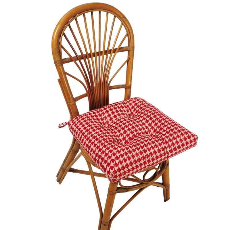 Makimoo 2-Pack Outdoor/Indoor Wicker Patio Seat Cushion Pad with Ties - Dining Chair Cushion, 17" x 17" (Red Houndstooth) - Image 5