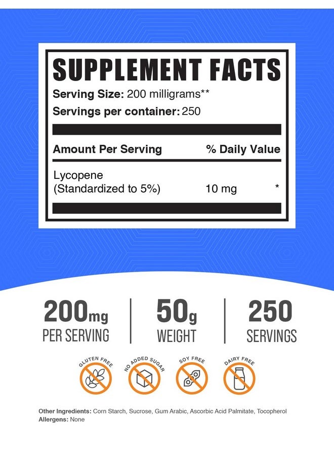 بالك سابلمنتس مسحوق الليكوبين من BulkSupplements.com - مكمل الليكوبين، الليكوبين 10 ملجم - مكمل مضاد للأكسدة ومكمل لصحة القلب، خالٍ من الجلوتين، 200 ملجم لكل وجبة، 50 جم (1.8 أونصة)  - Image 2