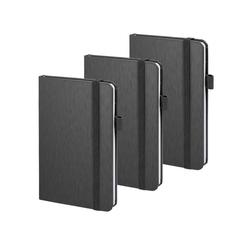 ONAVIA A6 Pocket Notebook Lined Journals, Small Journaling Notebooks, 160 Pages Hardcover Mini Notepad for Writing, Work, School and Note Taking with Pen Holder, 3.5" x 5.7", 3 Pack (Black) - Image 1