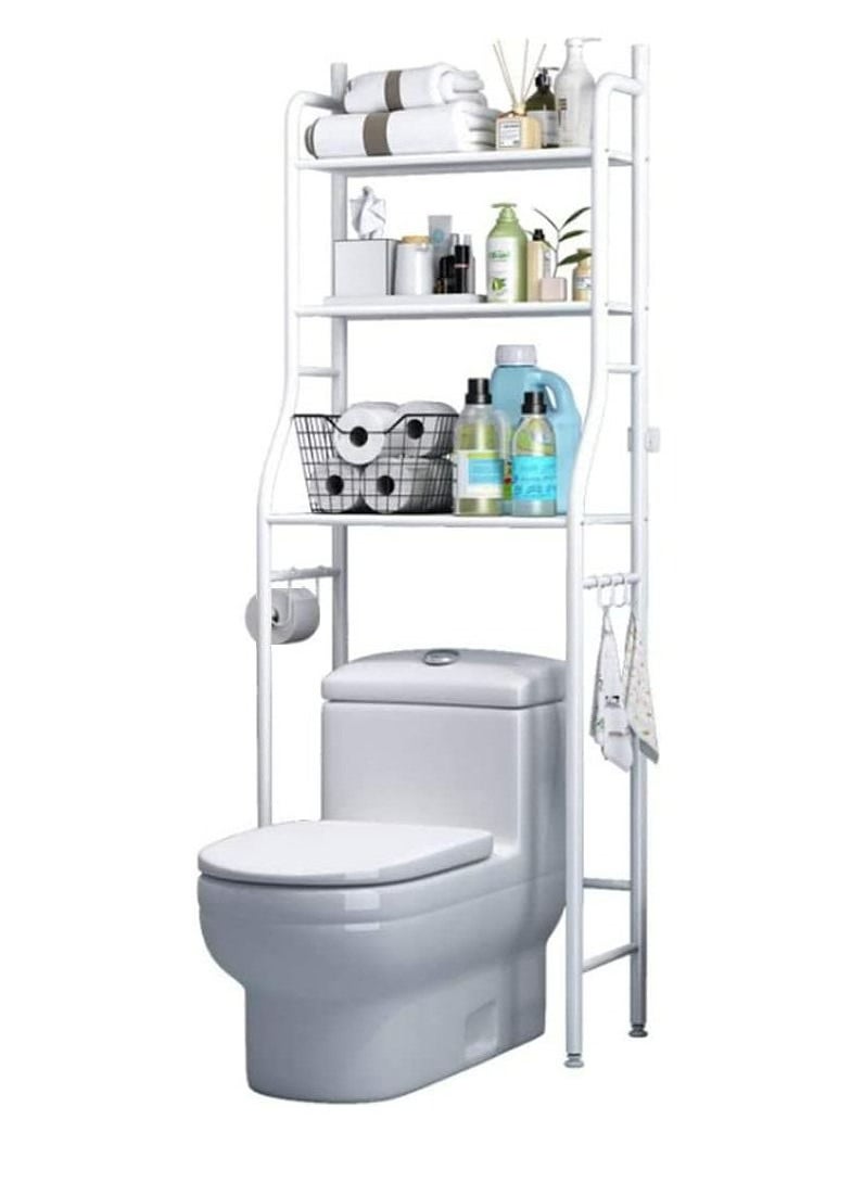 ALMUFARREJ Over Toilet Storage Bathroom Shelving White 25x160x47cm  - Image 2