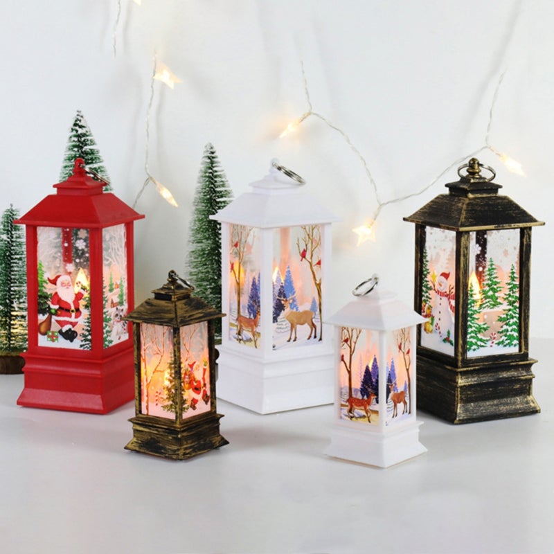 Retro Wind Lamp Small Bronze Santa Claus PVC Material Rounded Corners - Clear Artistic Protruding Print Energy-Saving Lamp Beads Night Light for Christmas Celebration Home Desktop Decoration - Image 3