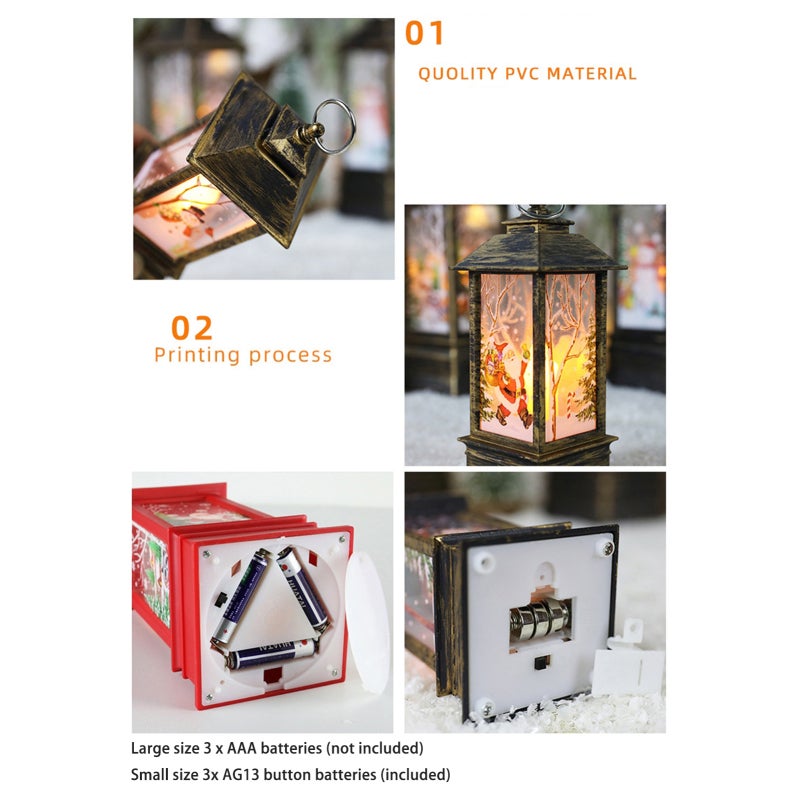 Retro Wind Lamp Small Bronze Santa Claus PVC Material Rounded Corners - Clear Artistic Protruding Print Energy-Saving Lamp Beads Night Light for Christmas Celebration Home Desktop Decoration - Image 2