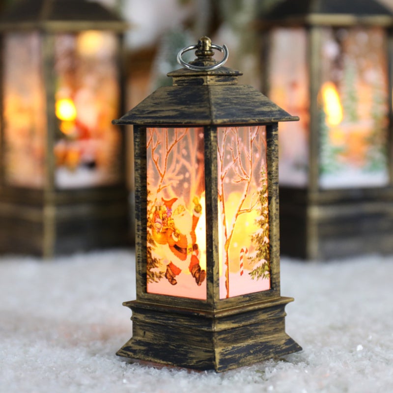 Retro Wind Lamp Small Bronze Santa Claus PVC Material Rounded Corners - Clear Artistic Protruding Print Energy-Saving Lamp Beads Night Light for Christmas Celebration Home Desktop Decoration - Image 1