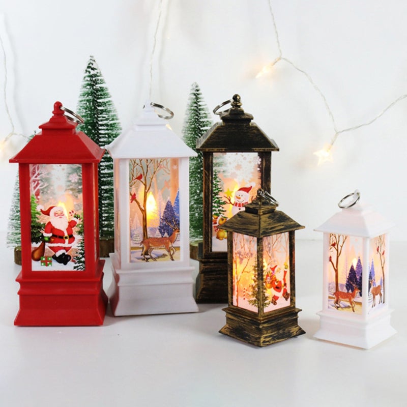 Retro Wind Lamp Small Bronze Santa Claus PVC Material Rounded Corners - Clear Artistic Protruding Print Energy-Saving Lamp Beads Night Light for Christmas Celebration Home Desktop Decoration - Image 4