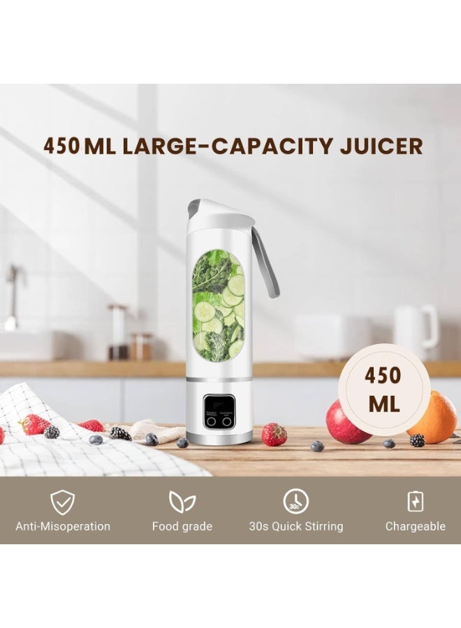 Anmi Portable USB Blender 450ML - Personal Smoothie Maker with 12 Blades, BPA-Free Bottle for Shakes/Juices, Compact Electric Blender (White) - Image 2
