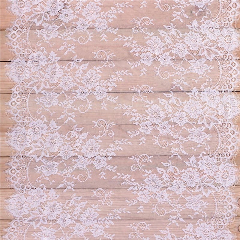Zthread Eyelash Lace Fabric White Lace Table Runner Wedding Party Xmas Lace Fabirc (29" W x 3 Yards, White) - Image 2