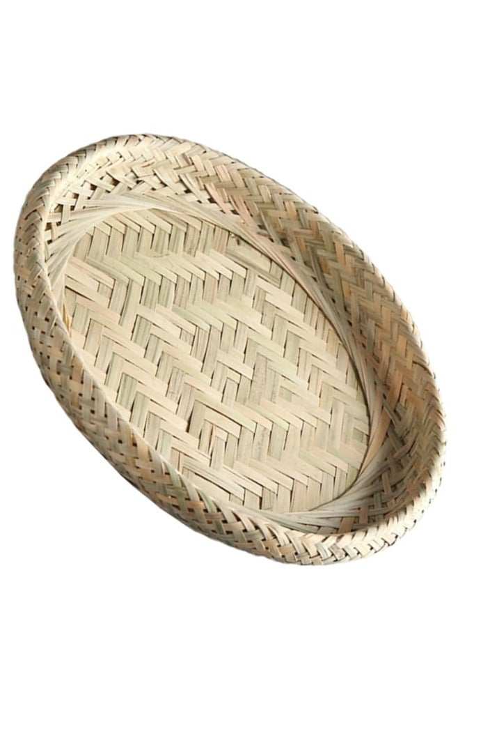 OASIS-TH 1PCS 21CM Handmade Bamboo Seagrass Baskets for Storage Small Round Fruit Basket Fruit Container Food Serving - Image 2