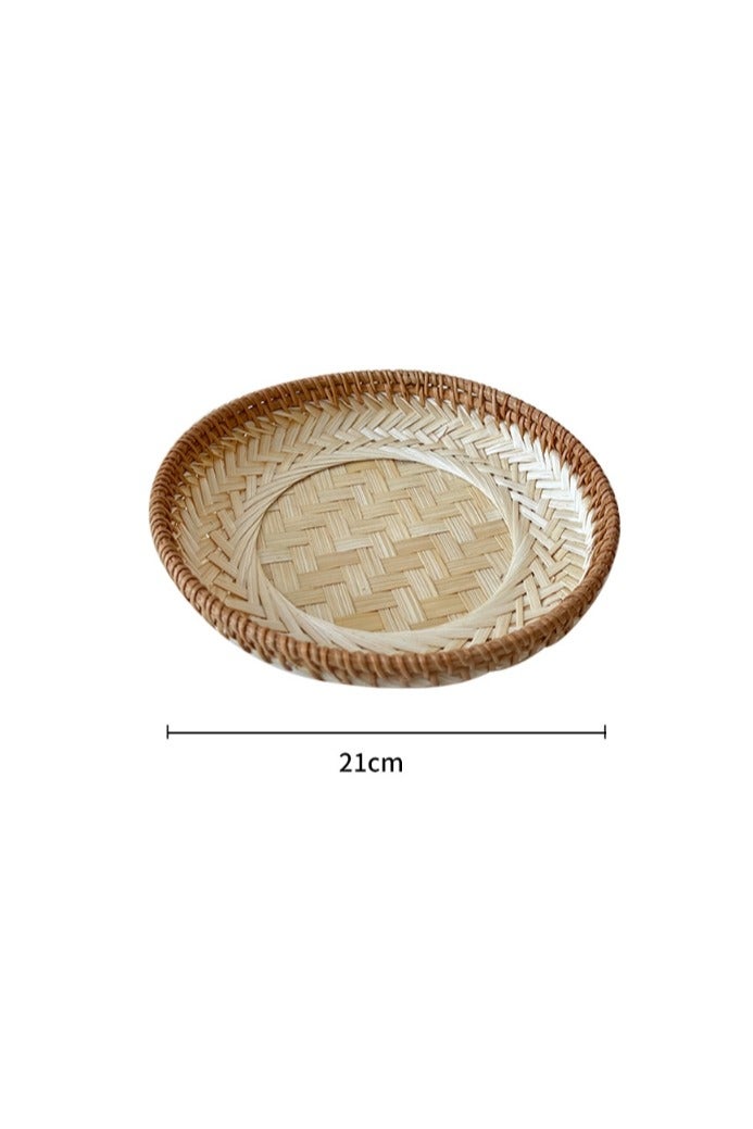 OASIS-TH 1PCS 21CM Handmade Bamboo Seagrass Baskets for Storage Small Round Fruit Basket Fruit Container Food Serving - Image 4