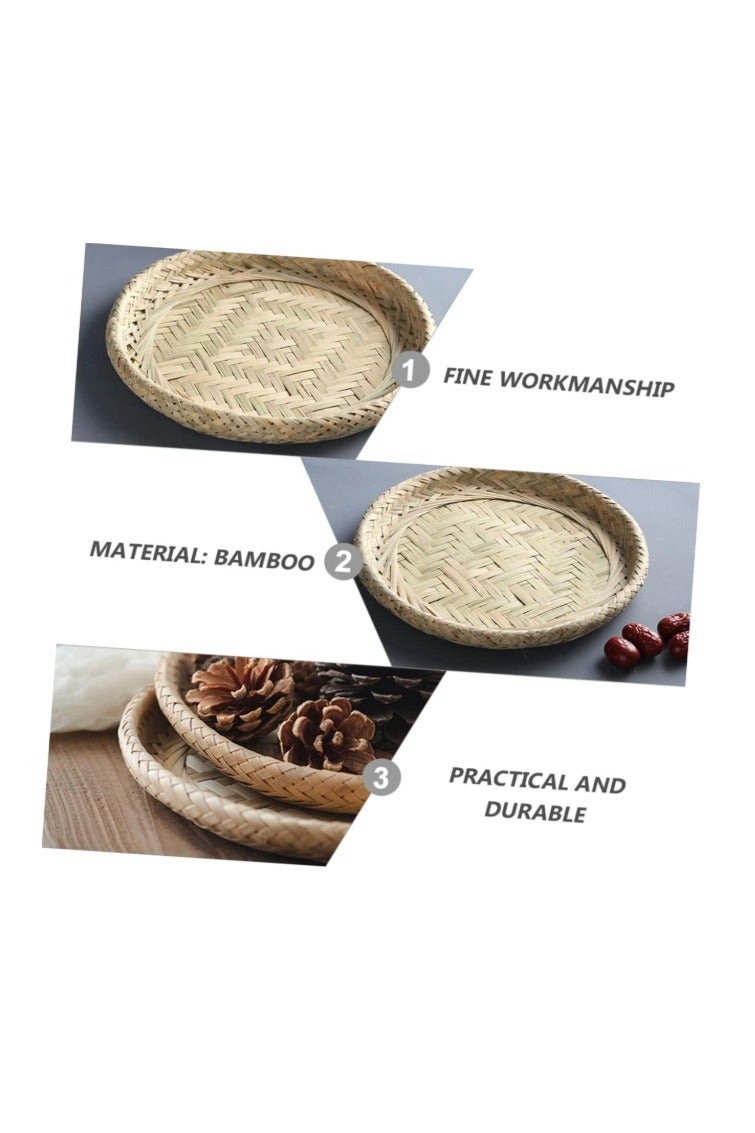 OASIS-TH 1PCS 21CM Handmade Bamboo Seagrass Baskets for Storage Small Round Fruit Basket Fruit Container Food Serving - Image 3