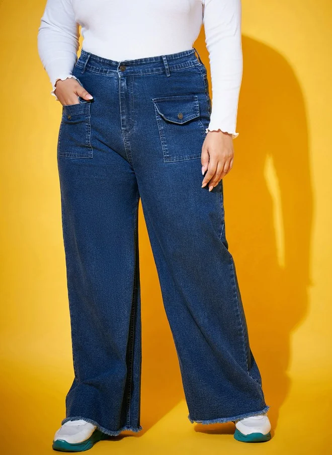 SASSAFRAS Comfort Straight Fit Blue Jeans for Women