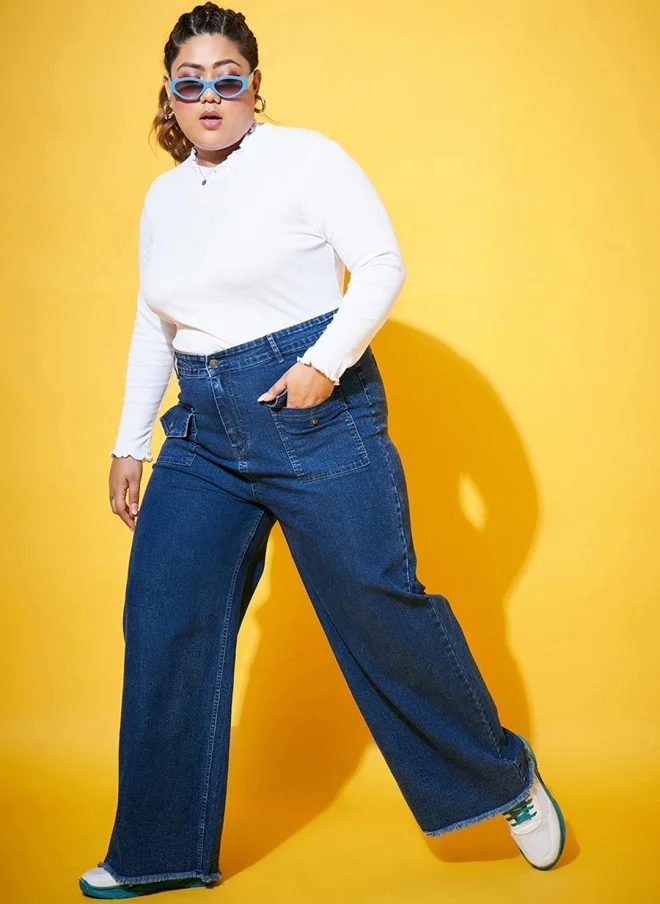 SASSAFRAS Comfort Straight Fit Blue Jeans for Women
