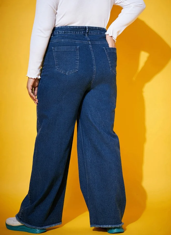 SASSAFRAS Comfort Straight Fit Blue Jeans for Women