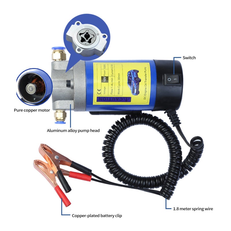 12V Electric Oil Transfer Pump - Compact Portable High Efficiency Fuel Transfer Pump for Car Motorcycle Boat Maintenance - Image 3