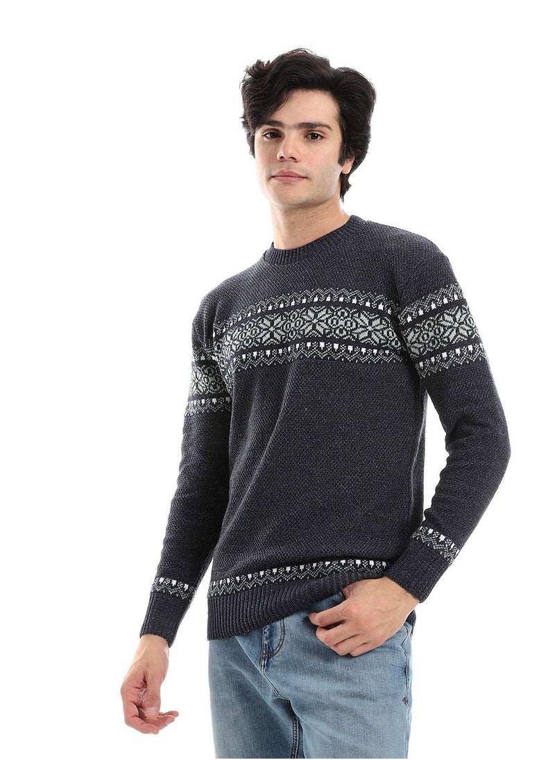 Caesar - Wool Mens Pullover With Multi Design - Image 1