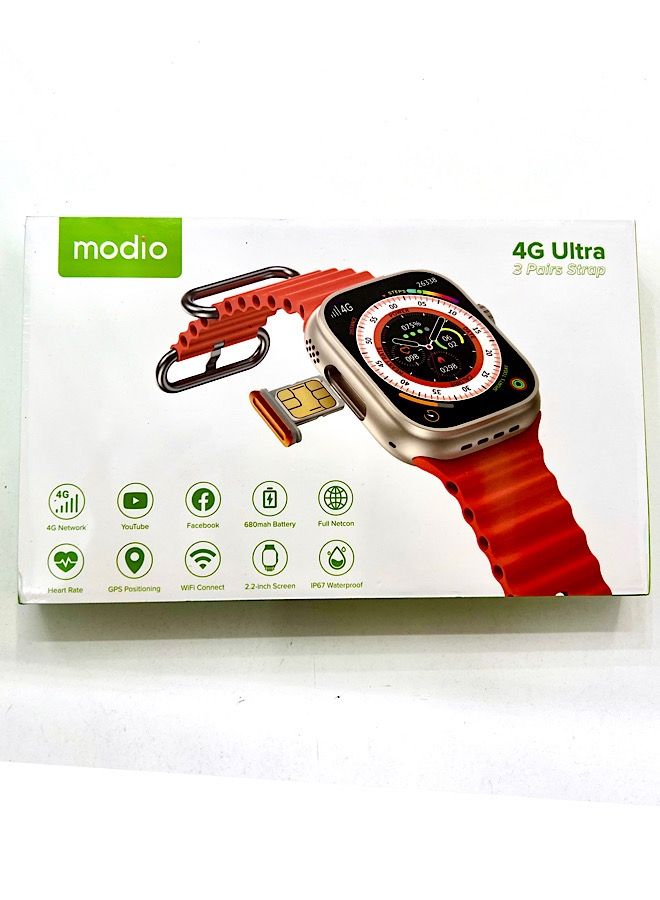 Modio 4G Ultra SIM 2.2 Inch HD Display Smart Watch (Black) - Image 4