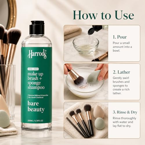 Harrods Professional Makeup Brush Cleaner Shampoo 200Ml | Deep Clean Shampoo for Cleaning Make-up Brushes - Shampoo for any Brush, Sponge or Applicator - Image 5