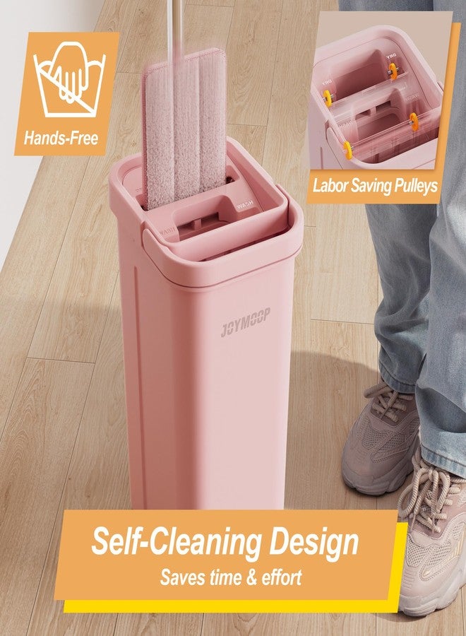 JOYMOOP Pink Mop and Bucket with Wringer Set for Home, with 5 Reusable Microfiber Mop Pads, Hands-Free Self-Cleaning System, Suitable for Floor Cleaning and Wall Cleaner - Image 2