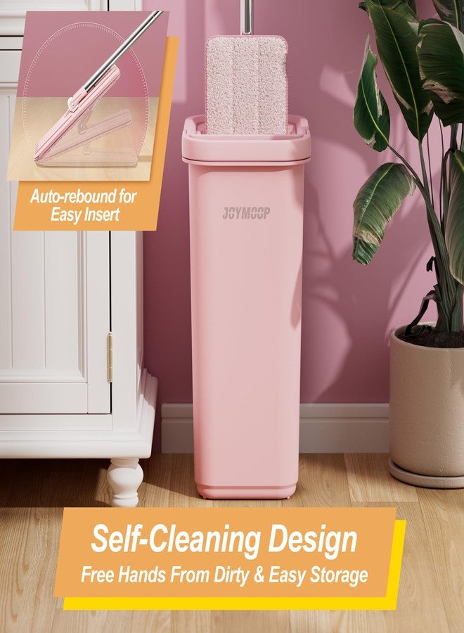 JOYMOOP Pink Mop and Bucket with Wringer Set for Home, with 5 Reusable Microfiber Mop Pads, Hands-Free Self-Cleaning System, Suitable for Floor Cleaning and Wall Cleaner - Image 5