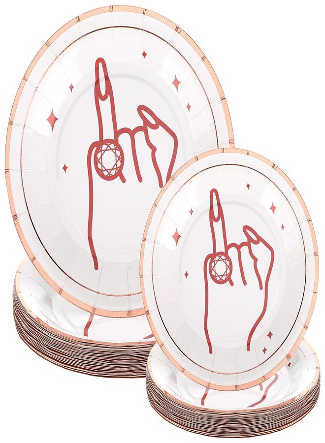 Maxcheck 60 Pcs Bachelorette Party Paper Plates Ring Finger Disposable Plates Dessert Dinner Plate Rose Gold Bridal Shower Gift Bachelorette Paper Tableware for Bridesmaid Favor Engagement Party - Image 1