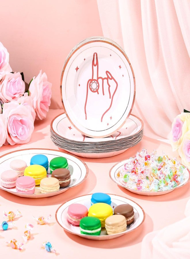 Maxcheck 60 Pcs Bachelorette Party Paper Plates Ring Finger Disposable Plates Dessert Dinner Plate Rose Gold Bridal Shower Gift Bachelorette Paper Tableware for Bridesmaid Favor Engagement Party - Image 2