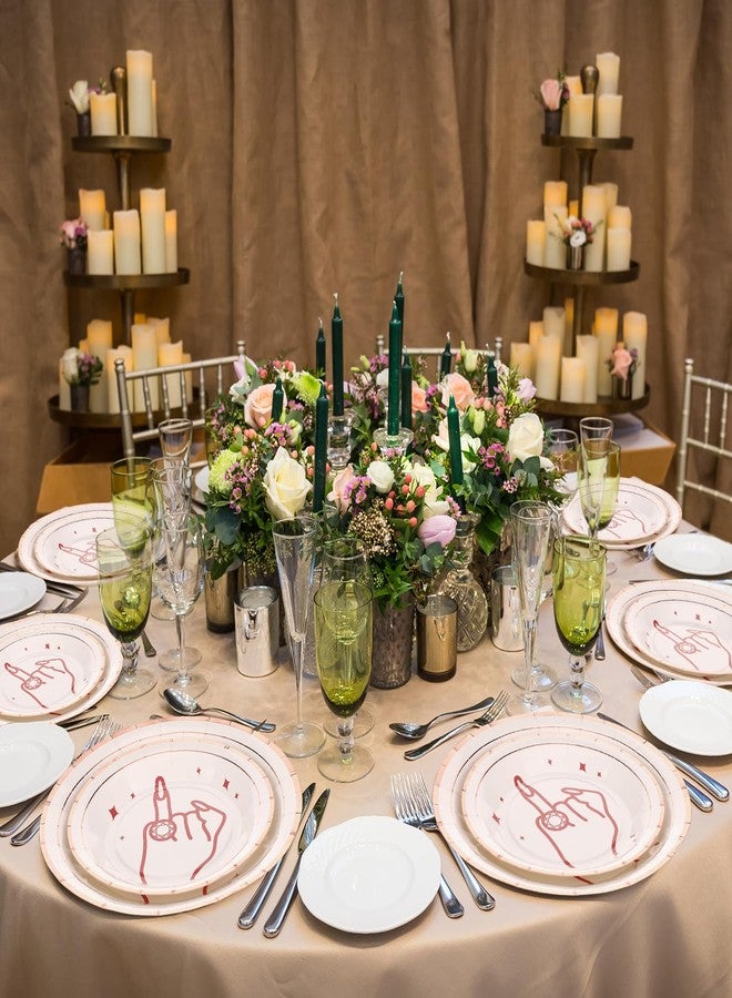 Maxcheck 60 Pcs Bachelorette Party Paper Plates Ring Finger Disposable Plates Dessert Dinner Plate Rose Gold Bridal Shower Gift Bachelorette Paper Tableware for Bridesmaid Favor Engagement Party - Image 4