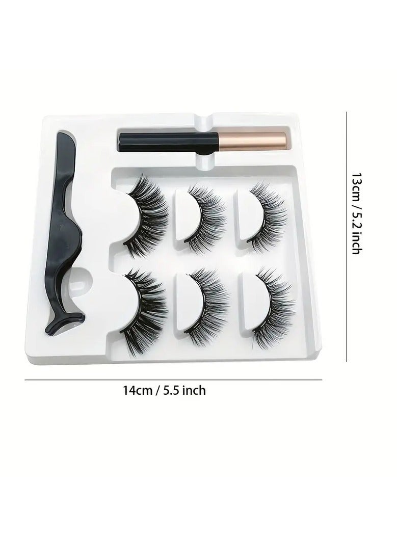 ORiTi 3 Pairs Magnetic Eyelashes Handmade faux Mink Eyelash Magnetic Eyeliner Beauty Makeup Set False Lashes Short Faux Cils No Glue Needed - Image 3