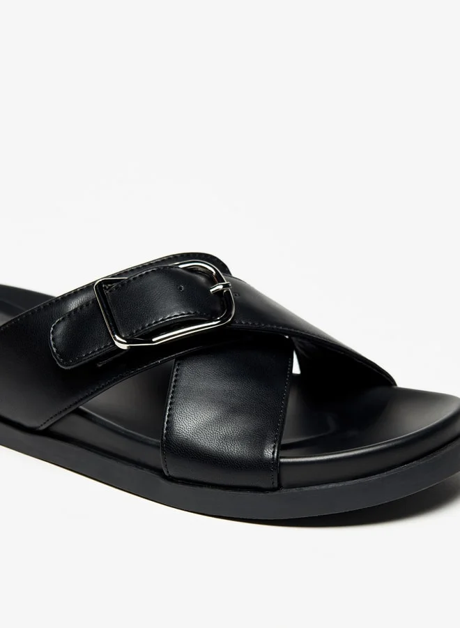 فلورا بيلا من شو إكسبرس Womens Buckle Detail Slip-On Flat Sandals