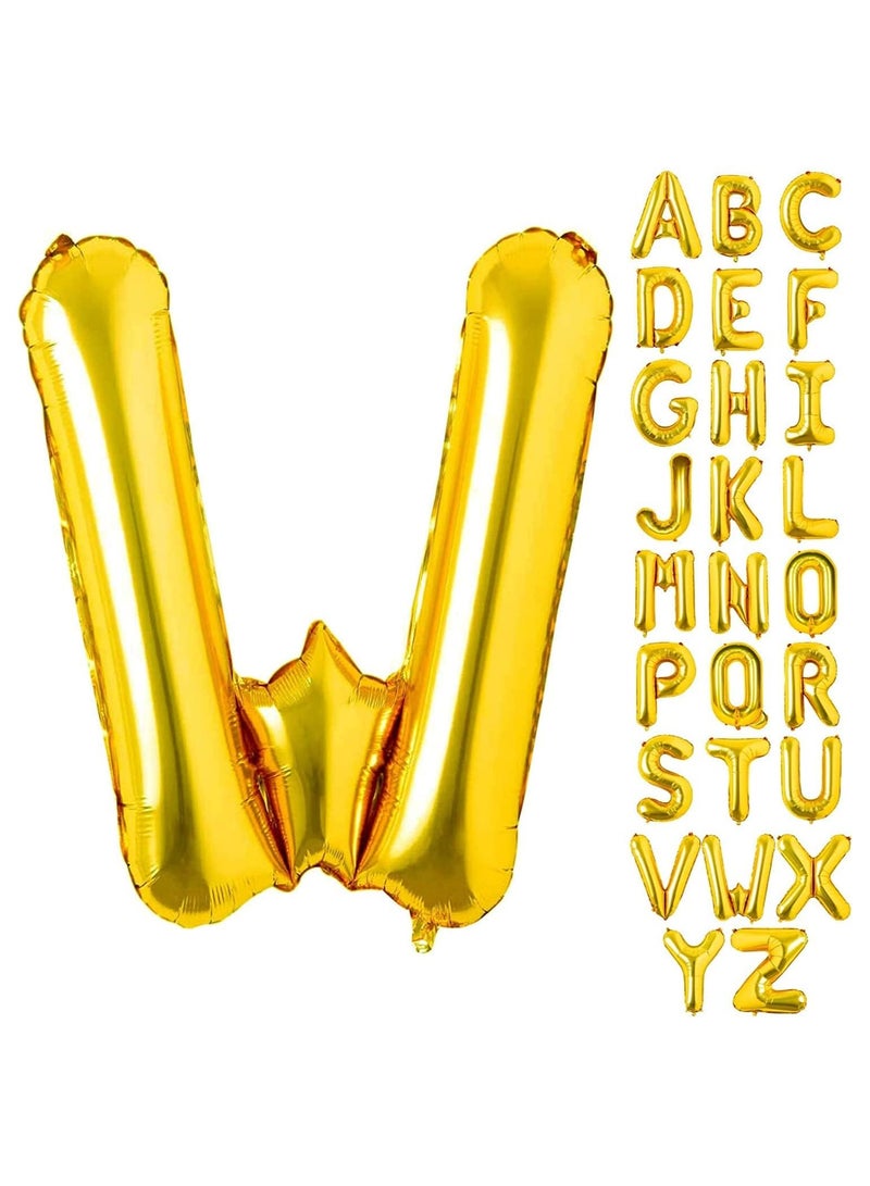 جولد إيدج بالونات هيليوم من رقائق معدنية على شكل حرف W ذهبي عملاق مقاس 32 بوصة، بالون مايلر كبير واحد، مستلزمات تزيين حفلات أعياد الميلاد وحفلات استقبال المولود الجديد (ذهبي W) - Image 1