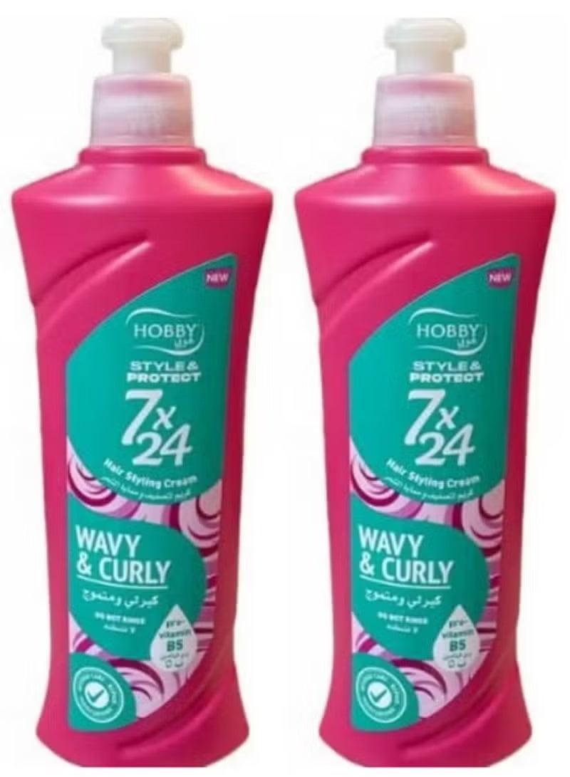 هوبي كريم لتصفيف الشعر 24X7 لشعر كيرلي ومتموج 250*2 مل
